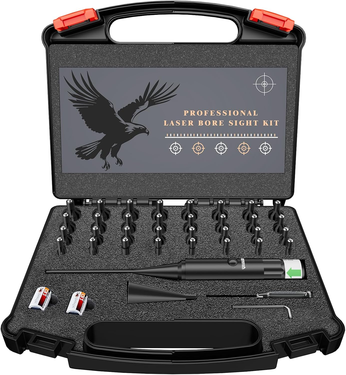 Professional Bore Sight Laser Kit - Green Laser Boresighter With 50 Adapters | Perfect For Pistols, Rifles & Shotguns