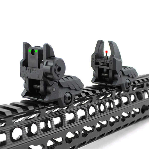 TS1 Flip up Battle Iron Sights Front and Rear Sights For Picatinny Rail(With optical fiber)