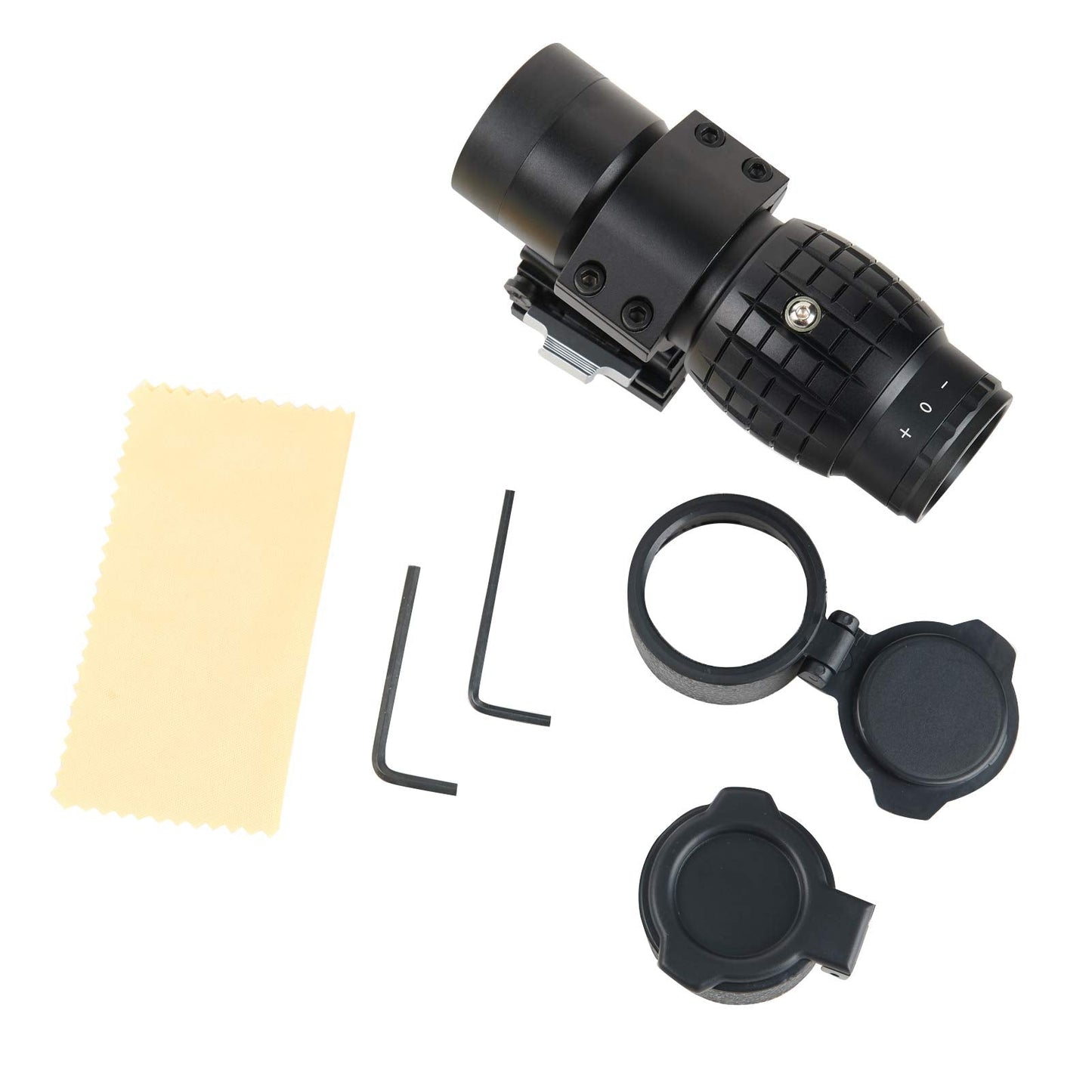 BBRAND 3X MAGNIFIER FLIP TO SIDE SCOPE 3X30MM RIFLE MAGNIFIER WITH QD MOUNT AND LEN COVERS - OPTICREV