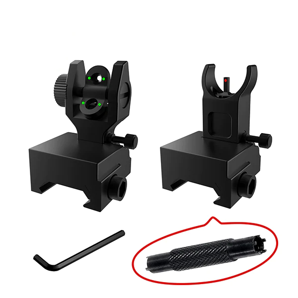 Resight Kit IS1 Tactical Fiber Optics Low Profile Flip up Iron Sight with Front Re ...
