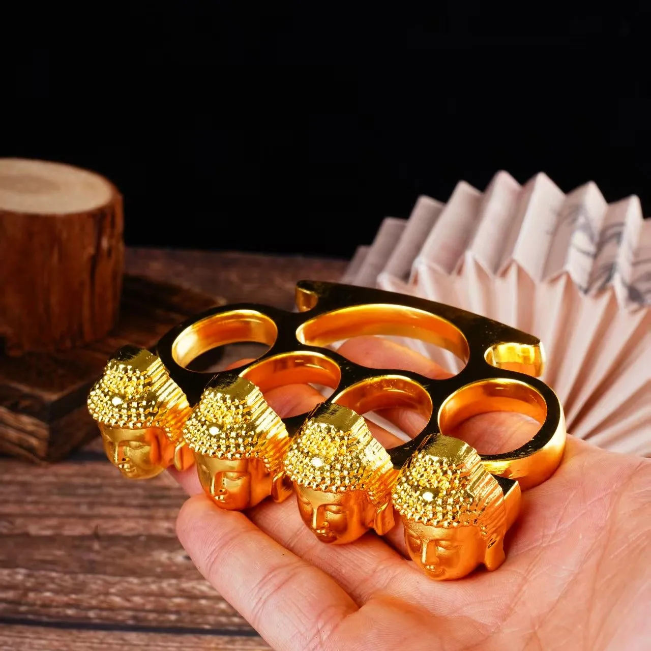 Buddha-head Brass Knuckles Metal Vintage Self-defense
