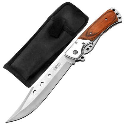 Colorful Wooden Handle Bowie Folding Knife