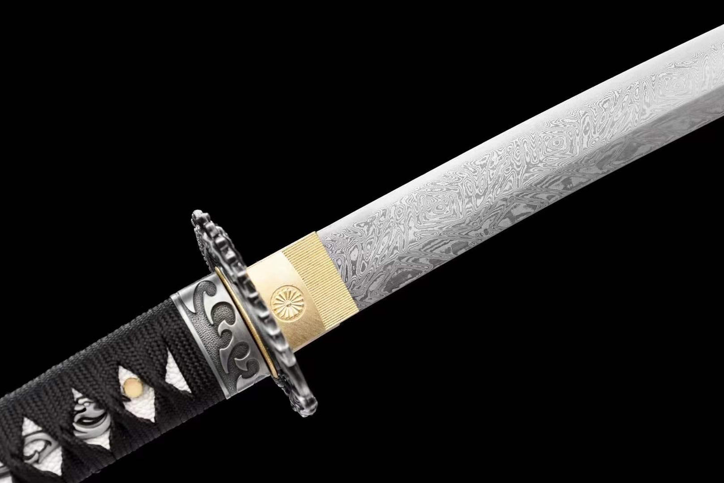 Damascus Samurai Katana [Silver Dragon Fighting Sword]