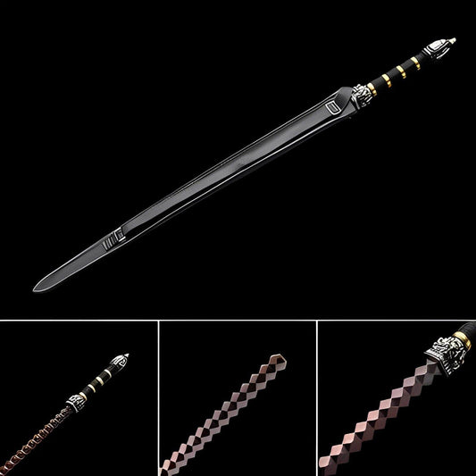 Hand Forged Gold Steel Sword breaker Damascus Steel