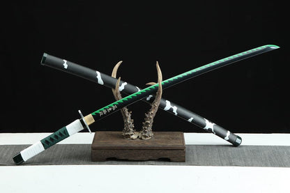 Handmade Anime Katana Demon Slayer Sanemi Shinazugawa Nichirin Sword 1045 High Carbon Steel Black