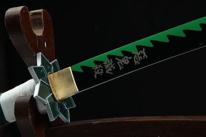Handmade Anime Katana Demon Slayer Sanemi Shinazugawa Nichirin Sword 1045 High Carbon Steel Black