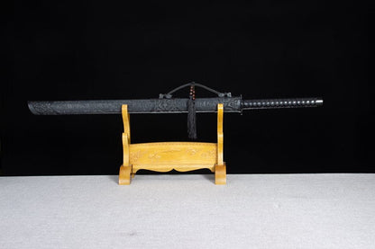 Handmade High Manganese Steel Ink Dragon Chinese Sword With black Sheath