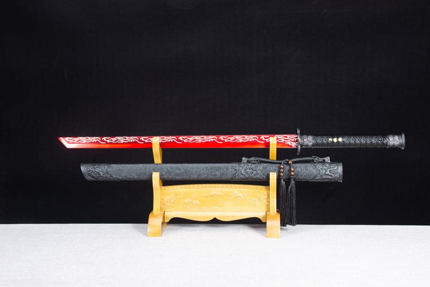 Handmade High Manganese Steel Red Flame Chinese Sword With Red Blade