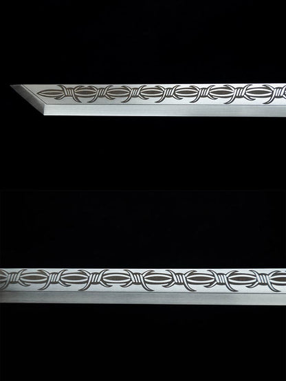 Handmade High Manganese Steel Thorny Dire Wolf  Chinese Sword With Black Sheath