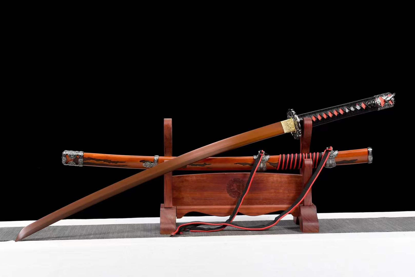 Handmade Undead Cut Katana Sword, Sekiro: Shadows Die Twice Japanese Samurai Sword, Red Manganese Steel Blades, Full Tang