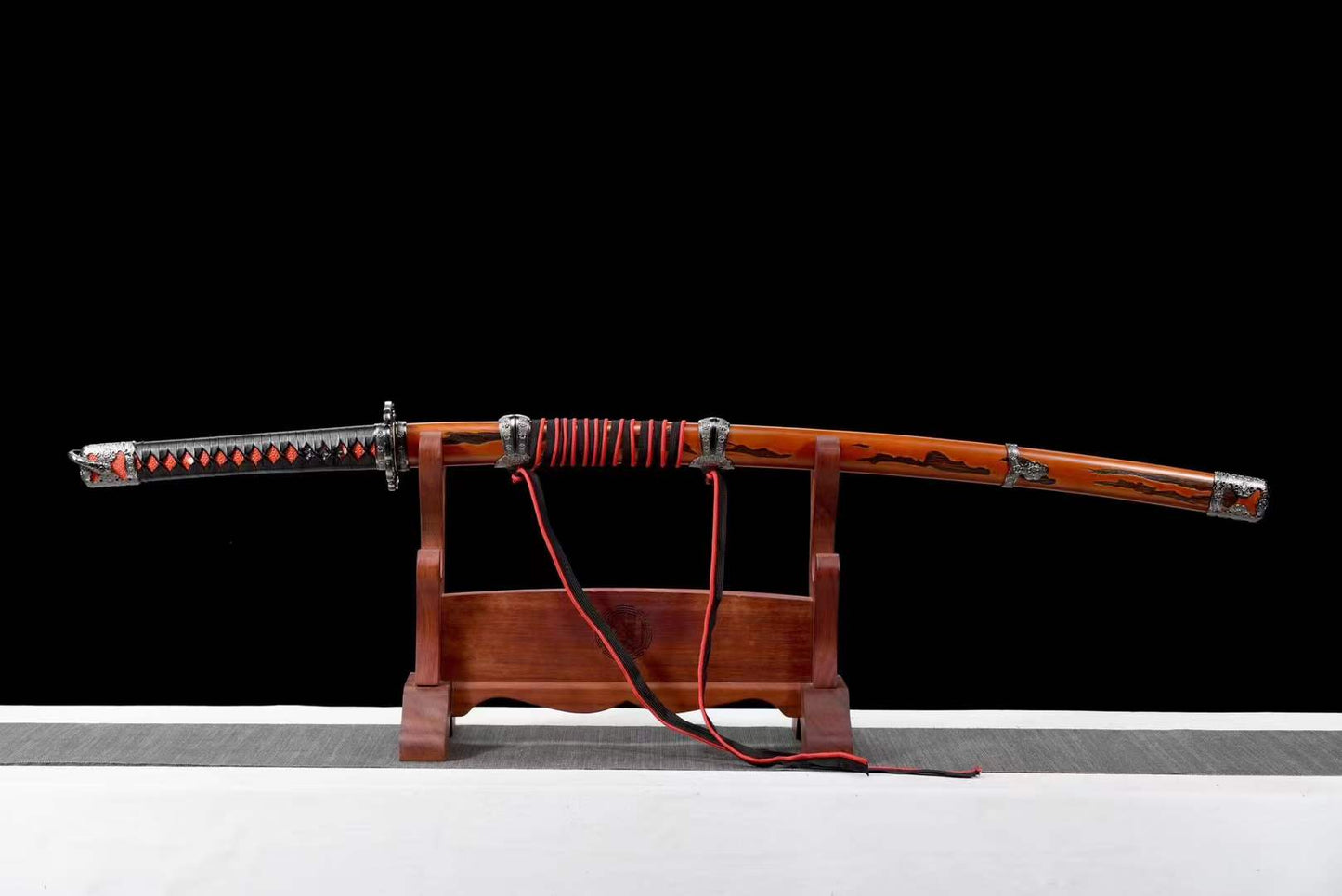 Handmade Undead Cut Katana Sword, Sekiro: Shadows Die Twice Japanese Samurai Sword, Red Manganese Steel Blades, Full Tang