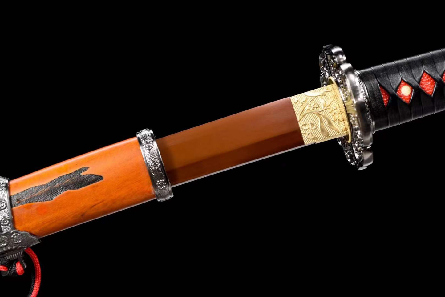 Handmade Undead Cut Katana Sword, Sekiro: Shadows Die Twice Japanese Samurai Sword, Red Manganese Steel Blades, Full Tang